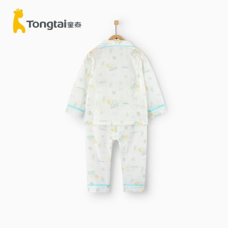 童泰春夏季婴儿衣服1-3岁轻薄棉纱睡衣男女宝宝翻领家居套装 绿色 80cm