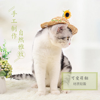 猫咪帽子可爱头饰宠物网红草帽竹蜻蜓生日装饰小型犬狗狗头套道具