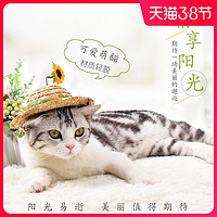 猫咪帽子可爱头饰宠物网红草帽竹蜻蜓生日装饰小型犬狗狗头套道具