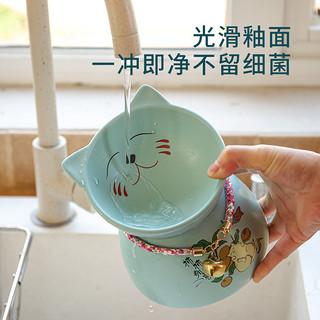 猫碗狗碗猫食盆陶瓷宠物保护颈椎高脚猫粮碗防打翻饭盆水猫咪用品