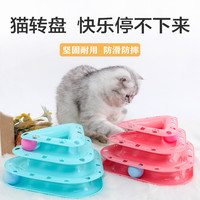 猫玩具小猫咪转盘球自嗨啃咬磨牙成幼逗猫棒神器宠物用品套装组合(天蓝色)