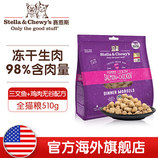 SC赛恩斯美国进口天然无谷生肉猫冻干鸡肉猫粮猫咪零食510g多口味（6个月以上、三文鱼味）