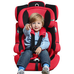 Ganen 感恩 感恩（ganen）宝宝汽车儿童安全座椅阿瑞斯 钢骨架汽车isofix硬接口 9个月-12岁 红黑色