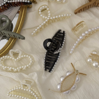 翠津阁 珍珠发夹 交叉款 黑色 10.5cm
