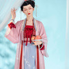 钟灵记庄笙晓梦汉服宋制长袄短衫宋抹直领对襟一片式百迭女春秋冬（XL、长袄（蜜桃渐变） 一件预售45天）