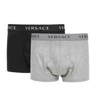 范思哲 VERSACE 奢侈品 2020秋冬款 送男友 男士棉质平角两件套装黑色/灰色 AU04020 AC00058 A91M 4/M码