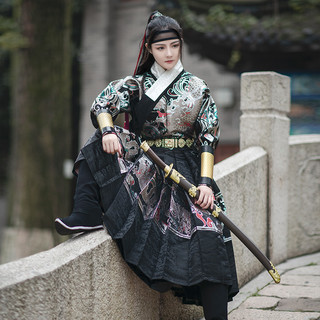 如梦霓裳男装女装织金飞鱼服贴里[关山月]二锦衣卫射箭非曳撒（180、黑色贴里.一件 现货）