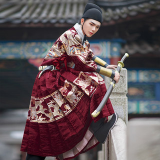 如梦霓裳男装女装织金飞鱼服贴里[关山月]二锦衣卫射箭非曳撒（170、枣红色贴里.一件  预售45天左右发货）