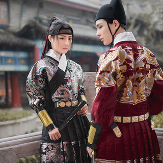 如梦霓裳男装女装织金飞鱼服贴里[关山月]二锦衣卫射箭非曳撒（170、枣红色贴里.一件  预售45天左右发货）