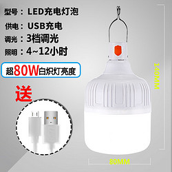 led停电应急灯泡usb移动充电家用夜市摆摊地摊照明户外灯 超80W+充电线