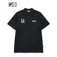 FILA FUSION 潮牌男子短袖POLO衫2021夏秋新款棒球运动时尚T恤男 深黑-BK 170/92A/M