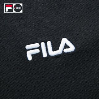 FILA FUSION 斐乐潮牌女装连衣裙2021夏秋新款优雅网纱拼接休闲裙 T11W132304F 深黑-BK 170/88A/L