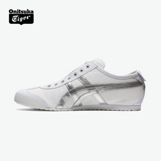 Onitsuka Tiger鬼塚虎帆布鞋男女款懒人鞋休闲鞋MEXICO 66 SLIP-ON礼盒 白色/银色 39.5