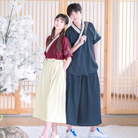 【涧西】如梦霓裳原创汉服男女交领半臂短袖宽松裤子日常百搭夏季（170、青色裤子一件预售45天左右发货）