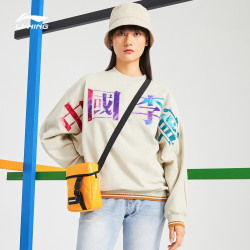 LI-NING 李宁 中国李宁官方巴黎时装周卫衣女士套头长袖圆领宽松运动服