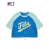 FILA FUSION 斐乐潮牌女装短袖衫2021夏秋新款插肩袖宽松短款T恤 T11W132103F 浅崧绿-BU（宽松版型，建议拍小一码） 175/92A/XL