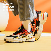 ERKE 鸿星尔克 运动鞋2020秋季上新男子缓震型跑鞋时尚撞色中国风休闲运动鞋耐磨防滑男鞋 正黑/橙红色 43