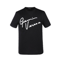 范思哲 VERSACE 奢侈品 21春夏 男士棉质圆领字母LOGO短袖T恤 黑色 A85162 A228806 A2024 S码 175/88A