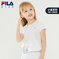 FILA KIDS斐乐童装女童POLO衫短袖2021夏季新款儿童小童宽松上衣 标准白-WT 120cm