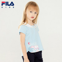 FILA KIDS斐乐童装女童POLO衫短袖2021夏季新款儿童小童宽松上衣 浅天蓝-LB 130cm