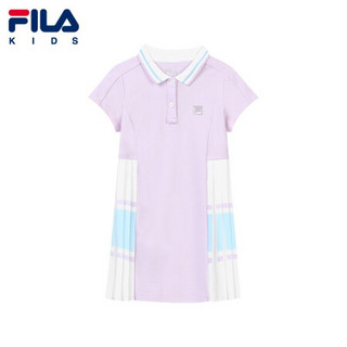 FILA KIDS斐乐儿童女童针织连衣裙2021夏季新款洋气小童儿童裙子 浅颉草紫-PU 110cm