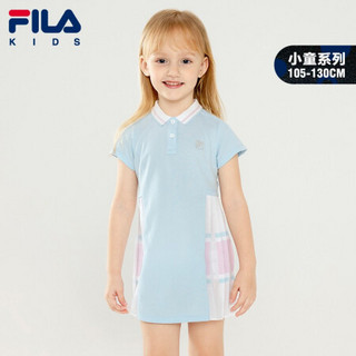 FILA KIDS斐乐儿童女童针织连衣裙2021夏季新款洋气小童儿童裙子 浅天蓝-LB 120cm