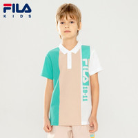 FILA KIDS斐乐童装儿童T恤衫2021新款夏季男童中大童印花短袖上衣 冰洋绿-TQ 165cm