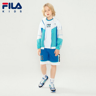 FILA KIDS 斐乐儿童外套2021夏季新款男童中大童连帽遮阳防晒服 玉石白-WT 130