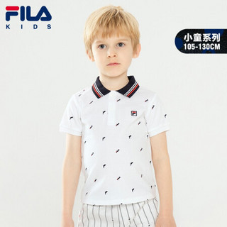 FILA KIDS 斐乐童装男童polo衫2021夏季儿童短袖T恤小童休闲撞色 标准白-WT 120