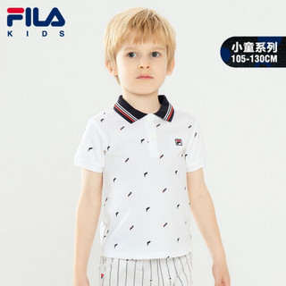 FILA KIDS 斐乐童装男童polo衫2021夏季儿童短袖T恤小童休闲撞色 标准白-WT 120