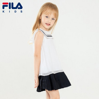 FILA KIDS 斐乐童装小女童连衣裙 2021年夏季新款无袖可爱裙子女 标准白-WT 105cm