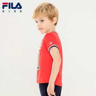 FILA KIDS 斐乐儿童短袖2021夏季新款男小童篮球运动t恤透气上衣 RD红-RD 110cm