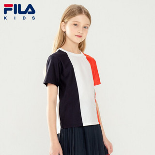 FILA KIDS斐乐童装女童T恤2021夏装新款儿童宽松短袖 标准白-WT 160cm