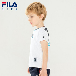 FILA KIDS 斐乐儿童男童短袖2021夏新款小童宽松舒适宝宝t恤上衣 玉石白-WT 110cm