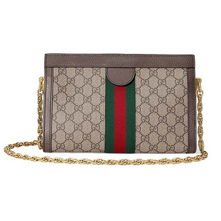 GUCCI 古驰 OPHIDIA系列 女士单肩链条包 503877 K05NG 8745 米色/乌木色 小号