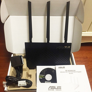ASUS 华硕 RT-AC66U B1 双频1750M 千兆无线家用路由器 Wi-Fi 5 单个装 黑色