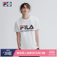 FILA FUSION斐乐潮牌短袖T恤情侣2021夏季透气休闲服运动服男女T(190/108A/XXXL、标准白-T11M119150AWT)