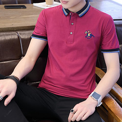 2021夏季新款男士短袖polo衫青年休闲衬衣领时尚韩版潮流修身T恤