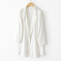 Sanpowa 夏季经典纯色外搭轻薄透气舒适七分袖小西装外套女