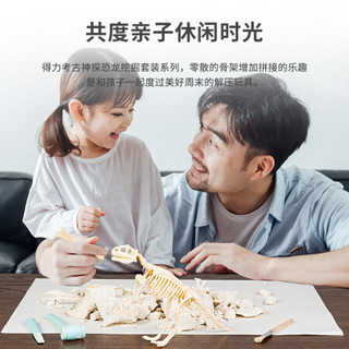 得力（deli）中生代超级恐龙化石挖掘套装考古挖掘玩具考古DIY套装霸王龙拼装骨架模型9件套儿童男孩女孩玩具