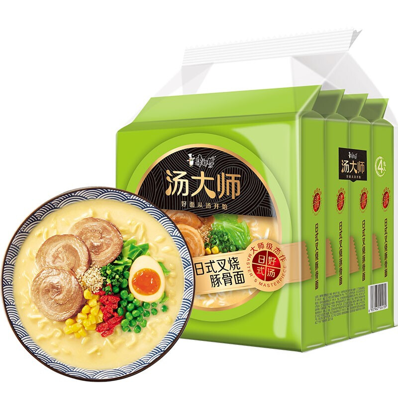 tingyi 康师傅 汤大师 日式叉烧豚骨面 110g*4袋