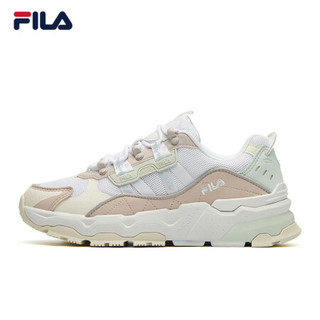 FILA 斐乐官方 TREK 满天星老爹鞋女 2021夏季新款休闲时尚运动鞋 斐乐白/雾绒粉-WH 38