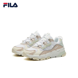 FILA 斐乐官方 TREK 满天星老爹鞋女 2021夏季新款休闲时尚运动鞋 斐乐白/雾绒粉-WH 38