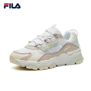 FILA 斐乐官方 TREK 满天星老爹鞋女 2021夏季新款休闲时尚运动鞋 斐乐白/雾绒粉-WH 38
