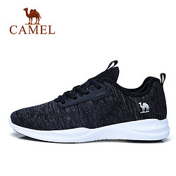CAMEL 骆驼 男鞋 时尚轻质系带网布运动休闲跑鞋 A812363600 黑白 40 （偏小一码）