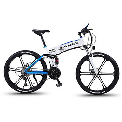 SOLOMO 索罗门 27速电动车26英寸一体轮折叠变速助力自行车成人内置锂电山地车 白色 10A
