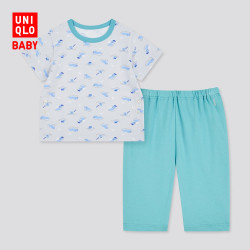 优衣库 婴儿/幼儿睡衣套装/家居服夏季短袖SGS婴幼儿生态衣433149