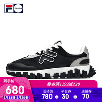 FILA FUSION 潮牌男子复古跑步鞋2021夏秋新款时尚撞色潮酷运动鞋 T12M131103F 黑色-BK 42