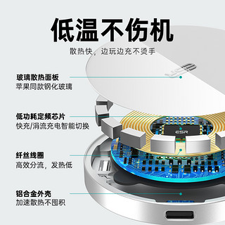 ESR亿色苹果12MagSafe磁吸无线PD充电器适用于iPhone12ProMax手机专用Mini快充板15W折叠por无限max桌面支架 【典雅白】送20W PD快充头+引磁环