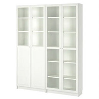 IKEA 宜家 BILLY 毕利 / OXBERG 奥克伯 带板/玻璃门书柜 白色, 玻璃 160x30x202 厘米